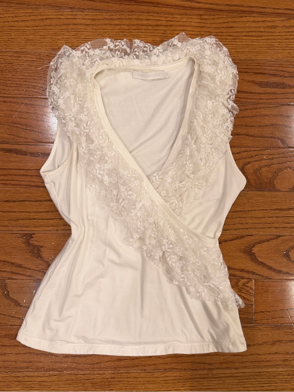 Anne Fontaine Cream Lace-Trim Wrap Camisole